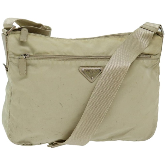 PRADA Shoulder Bag Nylon Beige Auth 65376 - Picture 1 of 16